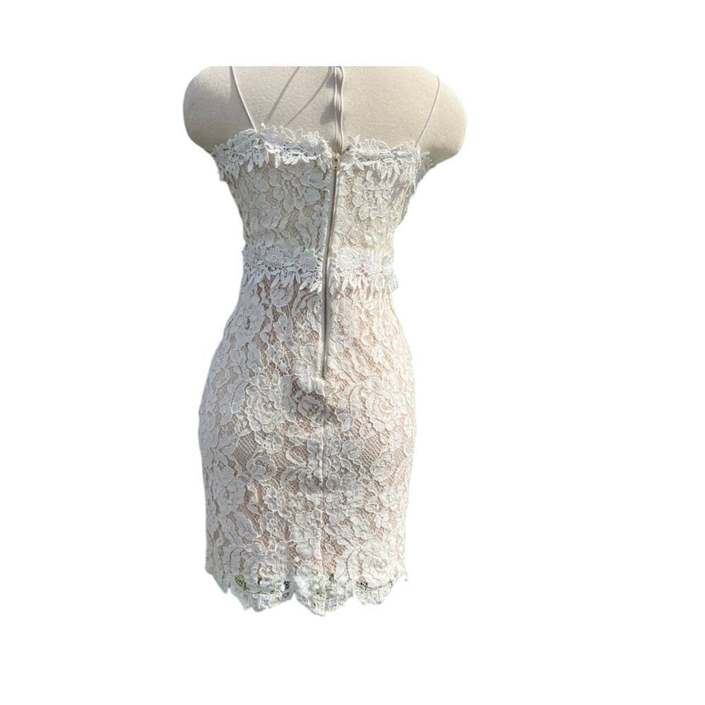 White & Nude Lace Floral Dress - Picture 3 of 4